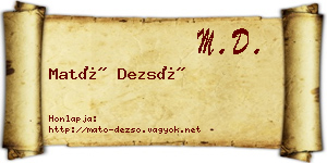 Mató Dezső névjegykártya